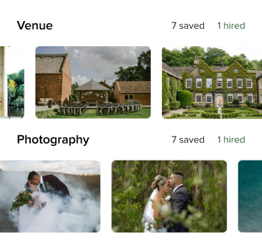 different wedding venues and photographers and which one was hired
