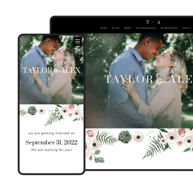 an example of a wedding website and editing features
